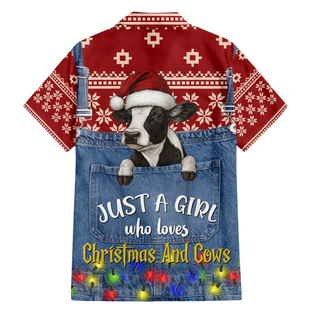 Just A Girl Who Loves Christmas And Cows Christmas Family Matching Puletasi and Hawaiian Shirt Funny Xmas Holiday Patterns - Wonder Print Shop