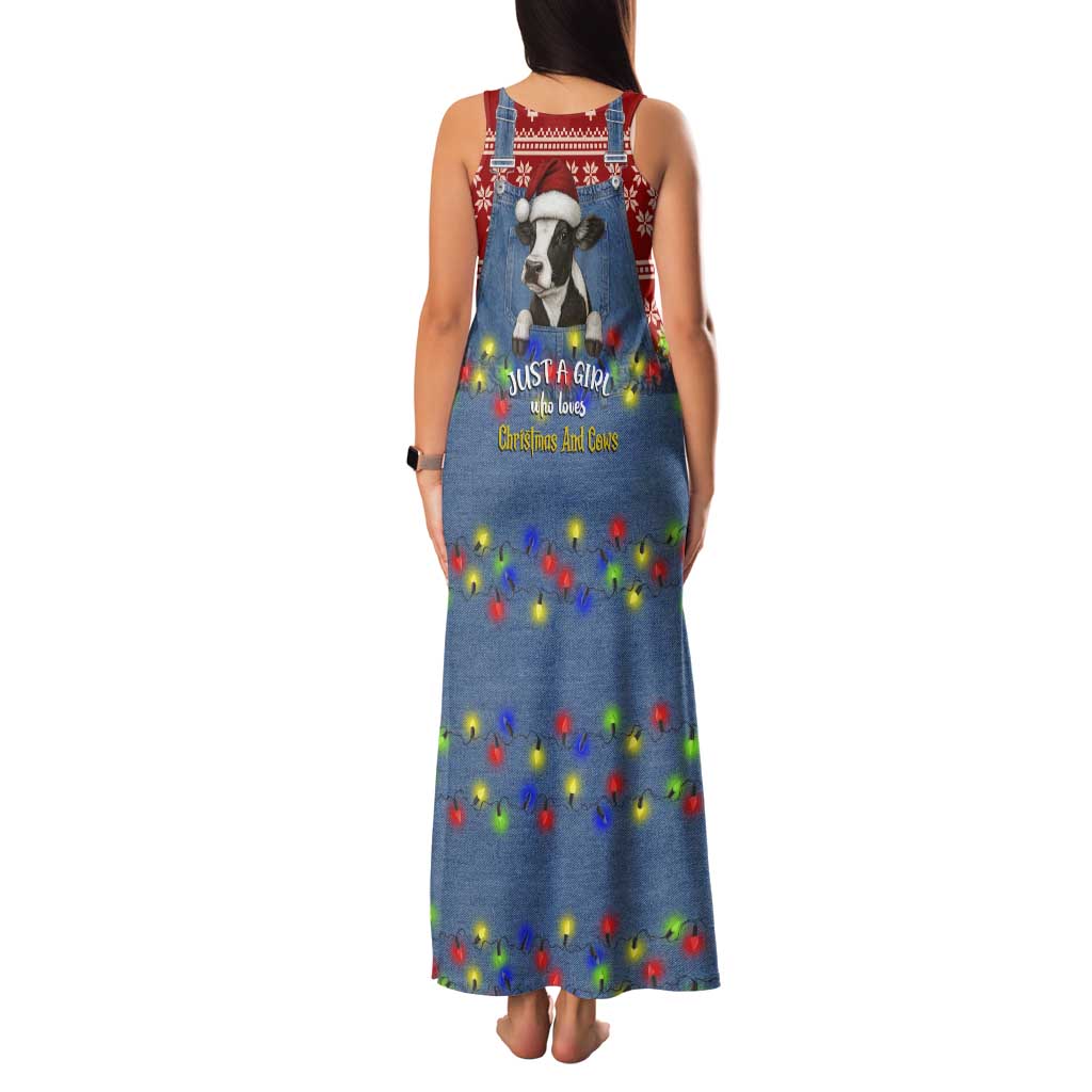 Just A Girl Who Loves Christmas And Cows Christmas Family Matching Tank Maxi Dress and Hawaiian Shirt Funny Xmas Holiday Patterns - Wonder Print Shop