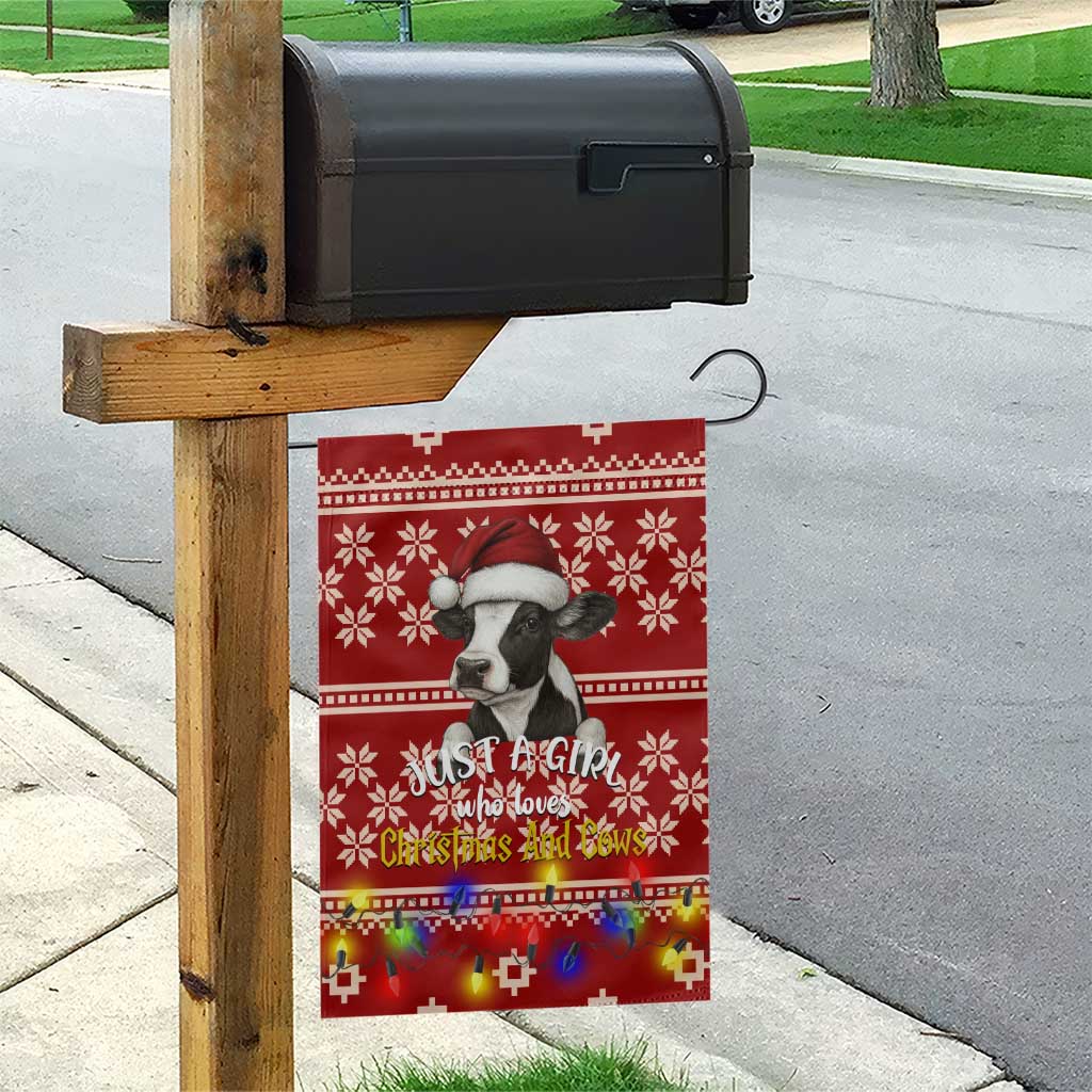 Just A Girl Who Loves Christmas And Cows Christmas Garden Flag Funny Xmas Holiday Patterns - Wonder Print Shop