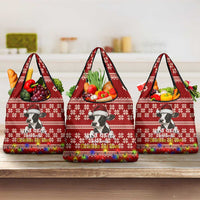 Just A Girl Who Loves Christmas And Cows Christmas Grocery Bag Funny Xmas Holiday Patterns - Wonder Print Shop