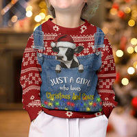 Just A Girl Who Loves Christmas And Cows Christmas Kid Ugly Christmas Sweater Funny Xmas Holiday Patterns - Wonder Print Shop