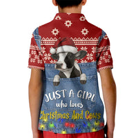 Just A Girl Who Loves Christmas And Cows Christmas Kid Polo Shirt Funny Xmas Holiday Patterns - Wonder Print Shop