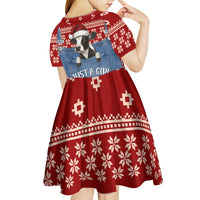 Just A Girl Who Loves Christmas And Cows Christmas Kid Short Sleeve Dress Funny Xmas Holiday Patterns - Wonder Print Shop