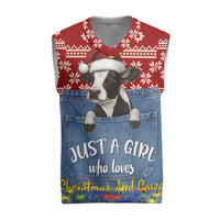 Just A Girl Who Loves Christmas And Cows Christmas Knitted V-Neck Vest Funny Xmas Holiday Patterns - Wonder Print Shop