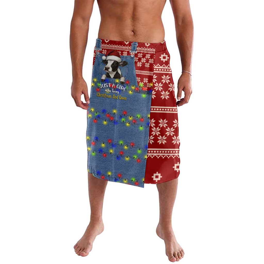 Just A Girl Who Loves Christmas And Cows Christmas Lavalava Funny Xmas Holiday Patterns - Wonder Print Shop
