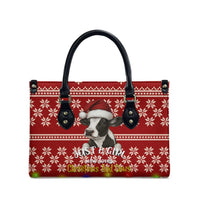 Just A Girl Who Loves Christmas And Cows Christmas Leather Bag Funny Xmas Holiday Patterns - Wonder Print Shop