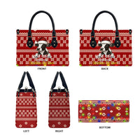 Just A Girl Who Loves Christmas And Cows Christmas Leather Bag Funny Xmas Holiday Patterns - Wonder Print Shop