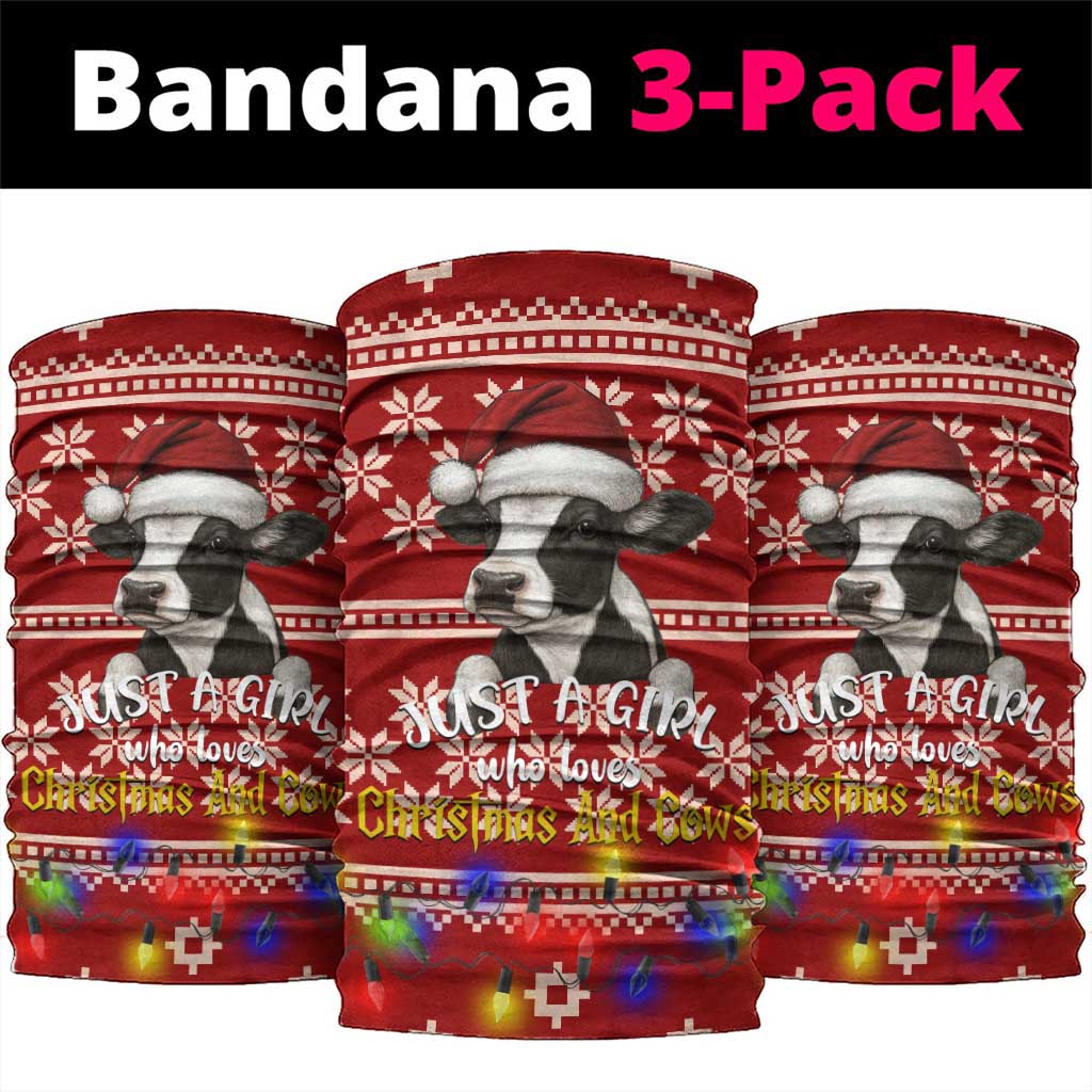 Just A Girl Who Loves Christmas And Cows Christmas Neck Gaiter Funny Xmas Holiday Patterns - Wonder Print Shop