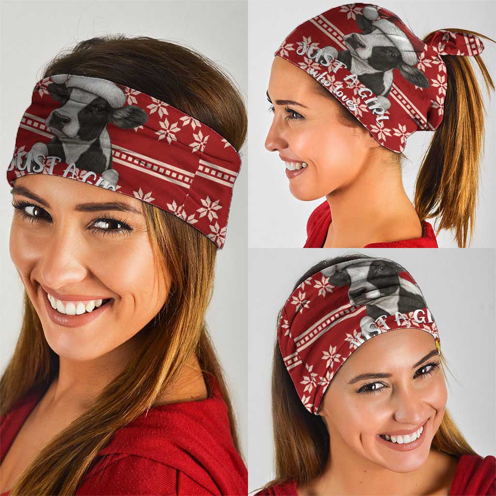 Just A Girl Who Loves Christmas And Cows Christmas Neck Gaiter Funny Xmas Holiday Patterns - Wonder Print Shop