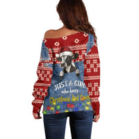 Just A Girl Who Loves Christmas And Cows Christmas Off Shoulder Sweater Funny Xmas Holiday Patterns - Wonder Print Shop