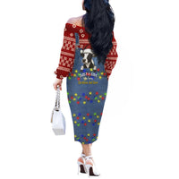 Just A Girl Who Loves Christmas And Cows Christmas Off The Shoulder Long Sleeve Dress Funny Xmas Holiday Patterns - Wonder Print Shop