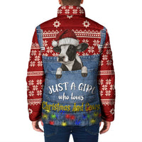 Just A Girl Who Loves Christmas And Cows Christmas Padded Jacket Funny Xmas Holiday Patterns - Wonder Print Shop