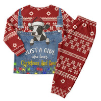 Just A Girl Who Loves Christmas And Cows Christmas Pajama Set Funny Xmas Holiday Patterns - Wonder Print Shop