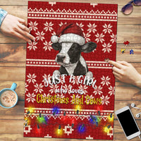 Just A Girl Who Loves Christmas And Cows Christmas Puzzle Funny Xmas Holiday Patterns - Wonder Print Shop