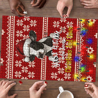 Just A Girl Who Loves Christmas And Cows Christmas Puzzle Funny Xmas Holiday Patterns - Wonder Print Shop