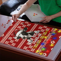 Just A Girl Who Loves Christmas And Cows Christmas Puzzle Funny Xmas Holiday Patterns - Wonder Print Shop