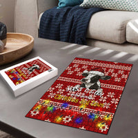 Just A Girl Who Loves Christmas And Cows Christmas Puzzle Funny Xmas Holiday Patterns - Wonder Print Shop