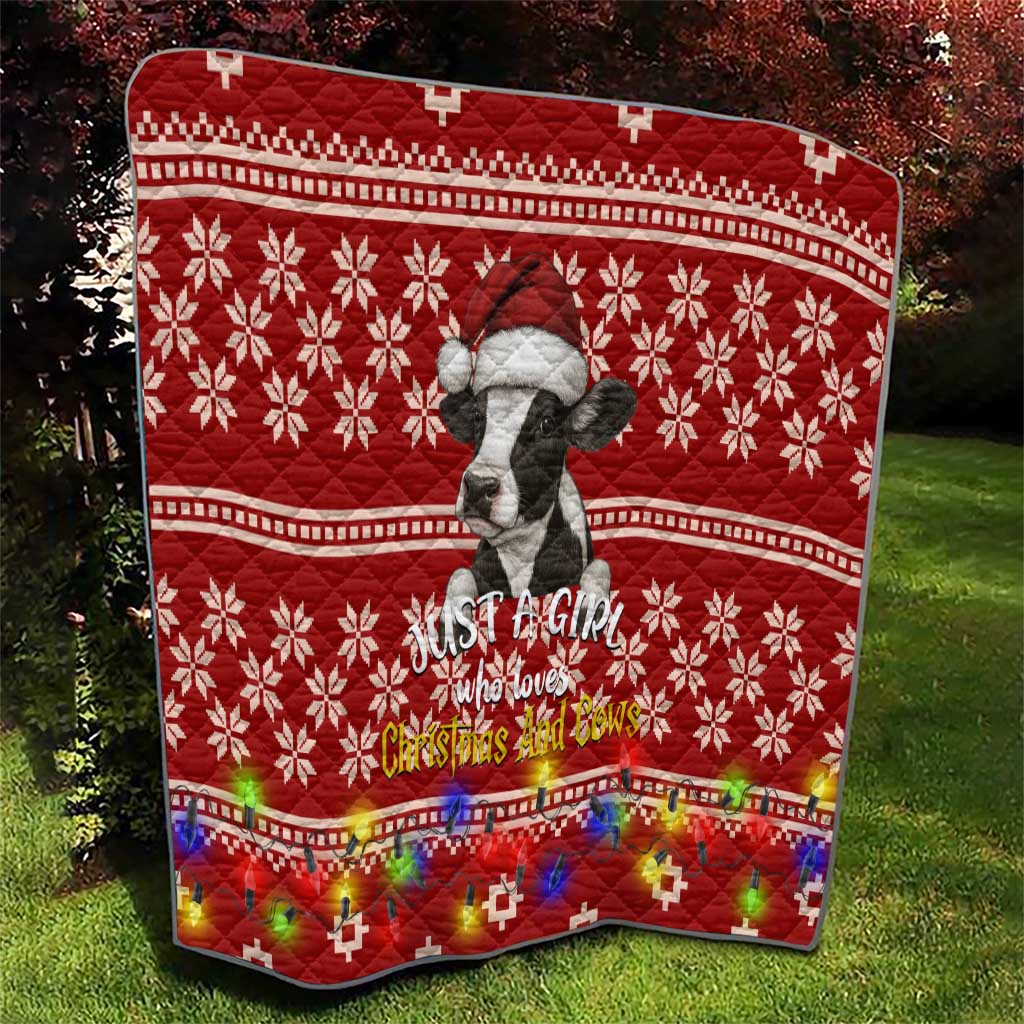 Just A Girl Who Loves Christmas And Cows Christmas Quilt Funny Xmas Holiday Patterns - Wonder Print Shop