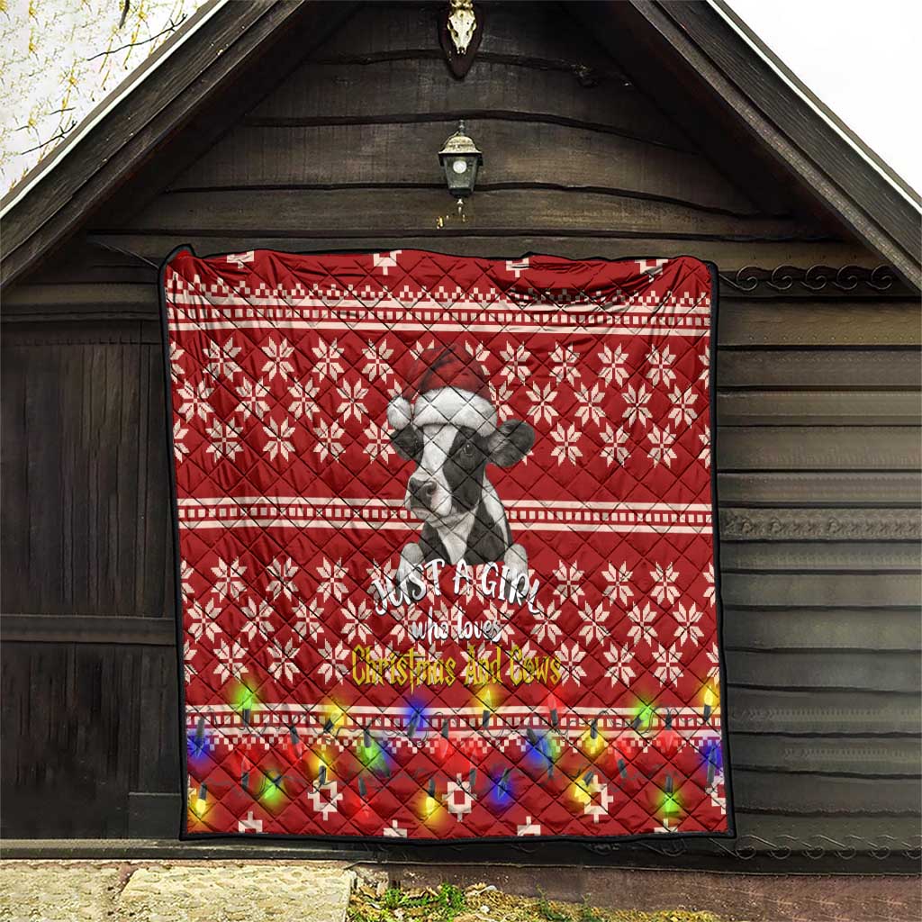 Just A Girl Who Loves Christmas And Cows Christmas Quilt Funny Xmas Holiday Patterns - Wonder Print Shop