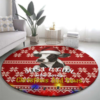 Just A Girl Who Loves Christmas And Cows Christmas Round Carpet Funny Xmas Holiday Patterns - Wonder Print Shop