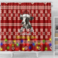 Just A Girl Who Loves Christmas And Cows Christmas Shower Curtain Funny Xmas Holiday Patterns - Wonder Print Shop