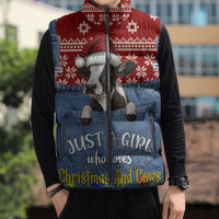 Just A Girl Who Loves Christmas And Cows Christmas Sleeveless Puffer Jacket Funny Xmas Holiday Patterns - Wonder Print Shop