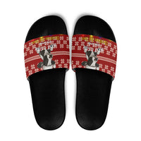 Just A Girl Who Loves Christmas And Cows Christmas Slide Sandals Funny Xmas Holiday Patterns - Wonder Print Shop