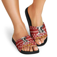 Just A Girl Who Loves Christmas And Cows Christmas Slide Sandals Funny Xmas Holiday Patterns - Wonder Print Shop