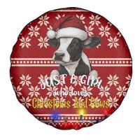 Just A Girl Who Loves Christmas And Cows Christmas Spare Tire Cover Funny Xmas Holiday Patterns - Wonder Print Shop