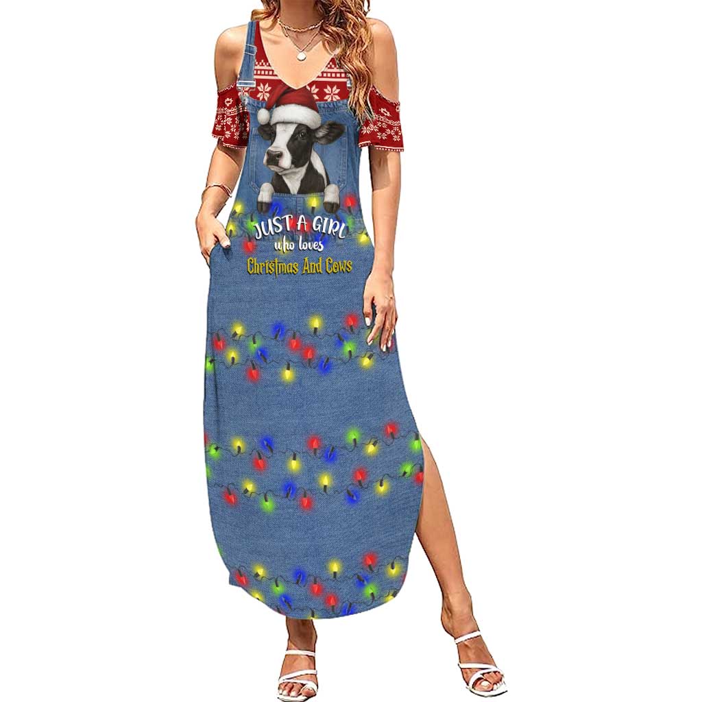 Just A Girl Who Loves Christmas And Cows Christmas Summer Maxi Dress Funny Xmas Holiday Patterns - Wonder Print Shop