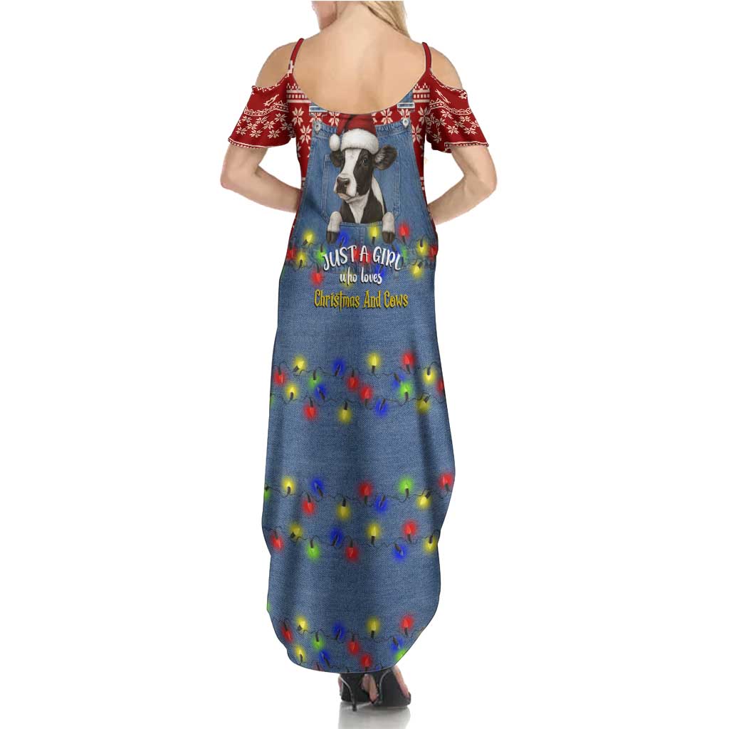 Just A Girl Who Loves Christmas And Cows Christmas Summer Maxi Dress Funny Xmas Holiday Patterns - Wonder Print Shop