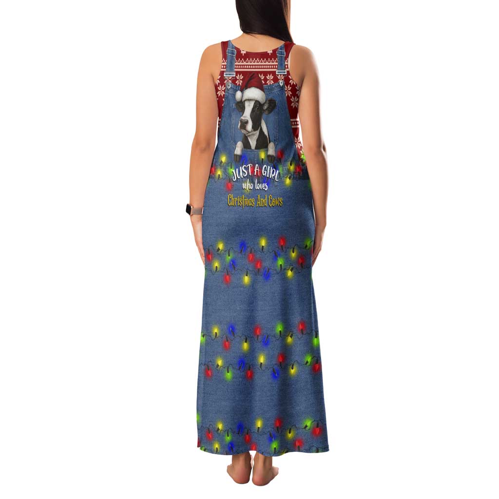 Just A Girl Who Loves Christmas And Cows Christmas Tank Maxi Dress Funny Xmas Holiday Patterns - Wonder Print Shop