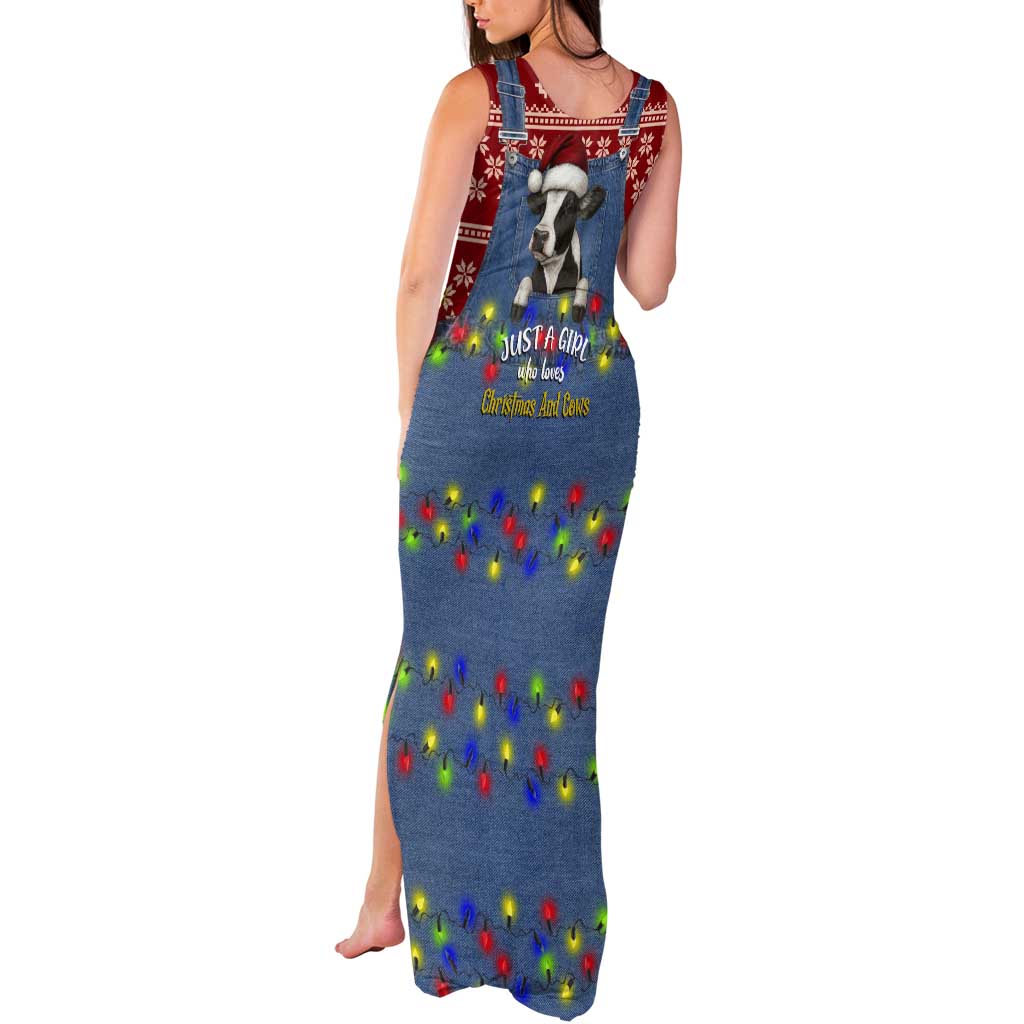 Just A Girl Who Loves Christmas And Cows Christmas Tank Maxi Dress Funny Xmas Holiday Patterns - Wonder Print Shop