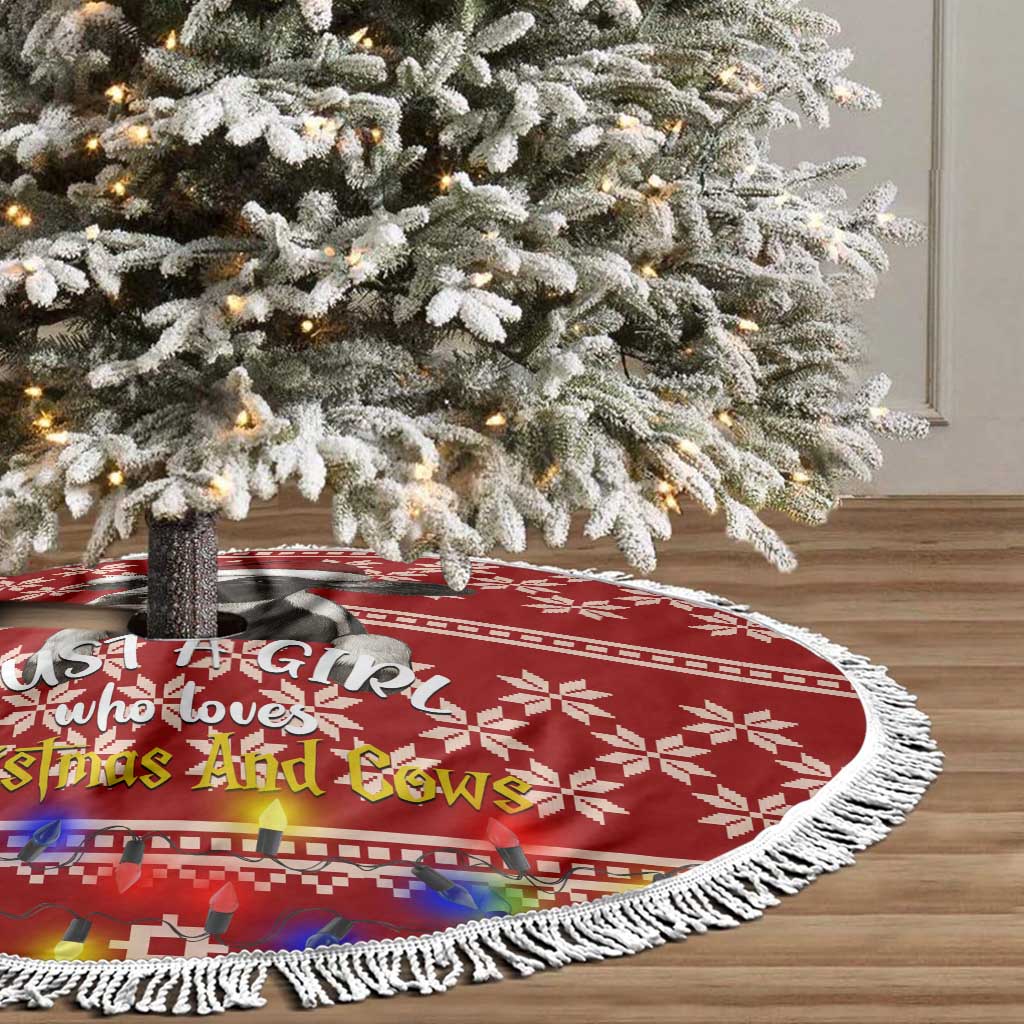 Just A Girl Who Loves Christmas And Cows Christmas Tree Skirt Funny Xmas Holiday Patterns - Wonder Print Shop