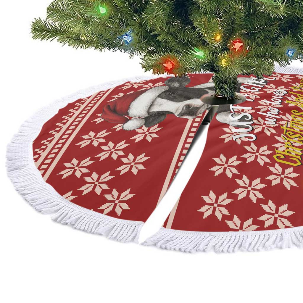 Just A Girl Who Loves Christmas And Cows Christmas Tree Skirt Funny Xmas Holiday Patterns - Wonder Print Shop