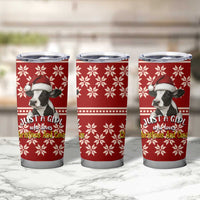 Just A Girl Who Loves Christmas And Cows Christmas Tumbler Cup Funny Xmas Holiday Patterns - Wonder Print Shop