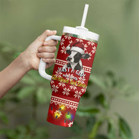 Just A Girl Who Loves Christmas And Cows Christmas Tumbler With Handle Funny Xmas Holiday Patterns - Wonder Print Shop