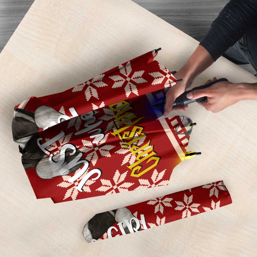 Just A Girl Who Loves Christmas And Cows Christmas Umbrella Funny Xmas Holiday Patterns - Wonder Print Shop