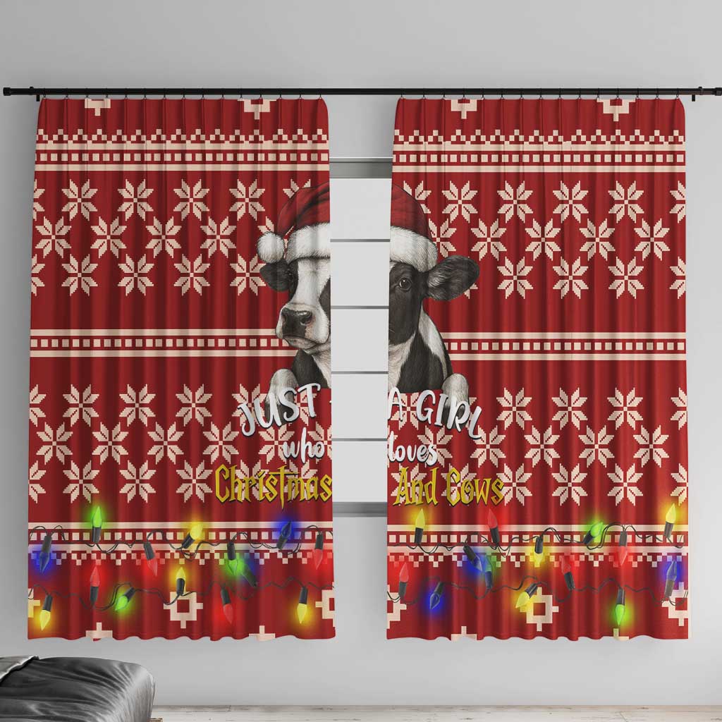 Just A Girl Who Loves Christmas And Cows Christmas Window Curtain Funny Xmas Holiday Patterns - Wonder Print Shop