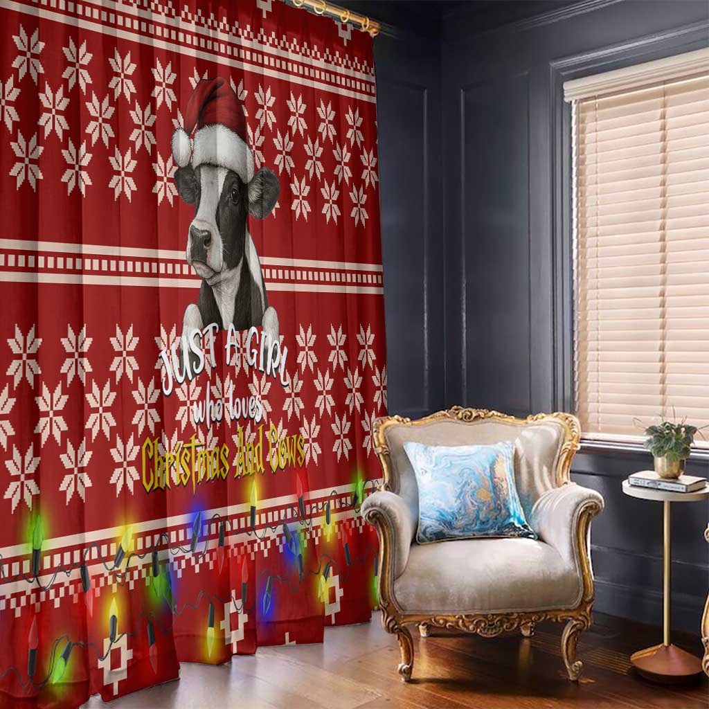 Just A Girl Who Loves Christmas And Cows Christmas Window Curtain Funny Xmas Holiday Patterns - Wonder Print Shop
