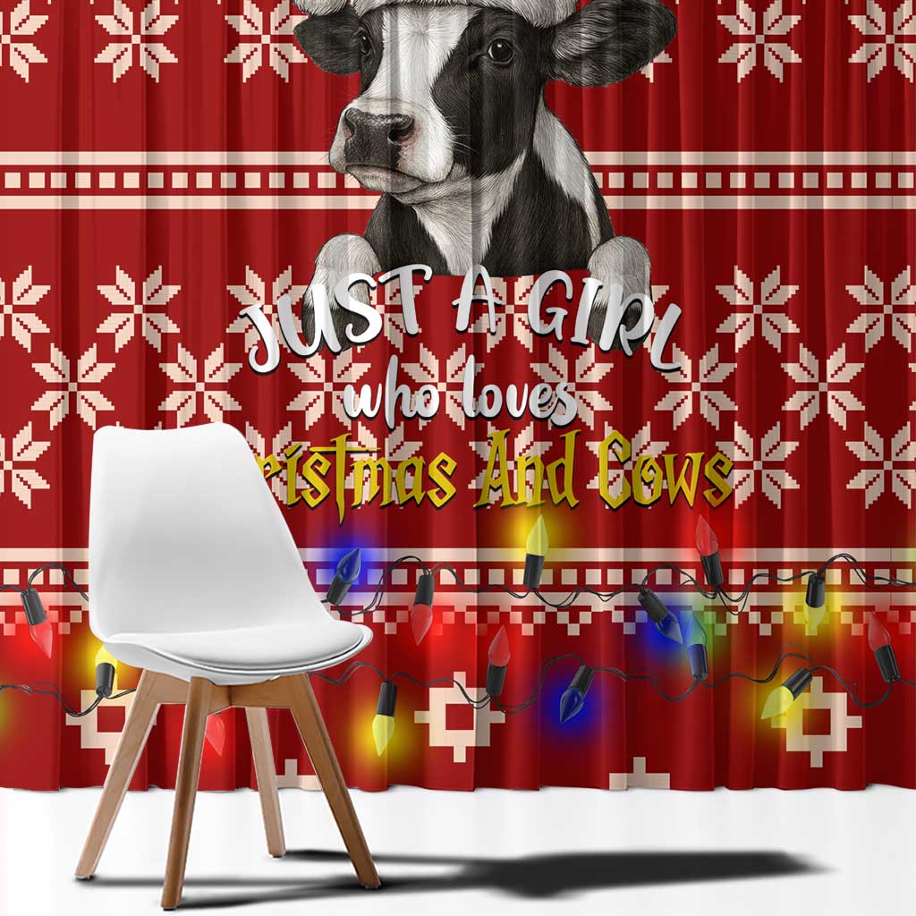 Just A Girl Who Loves Christmas And Cows Christmas Window Curtain Funny Xmas Holiday Patterns - Wonder Print Shop