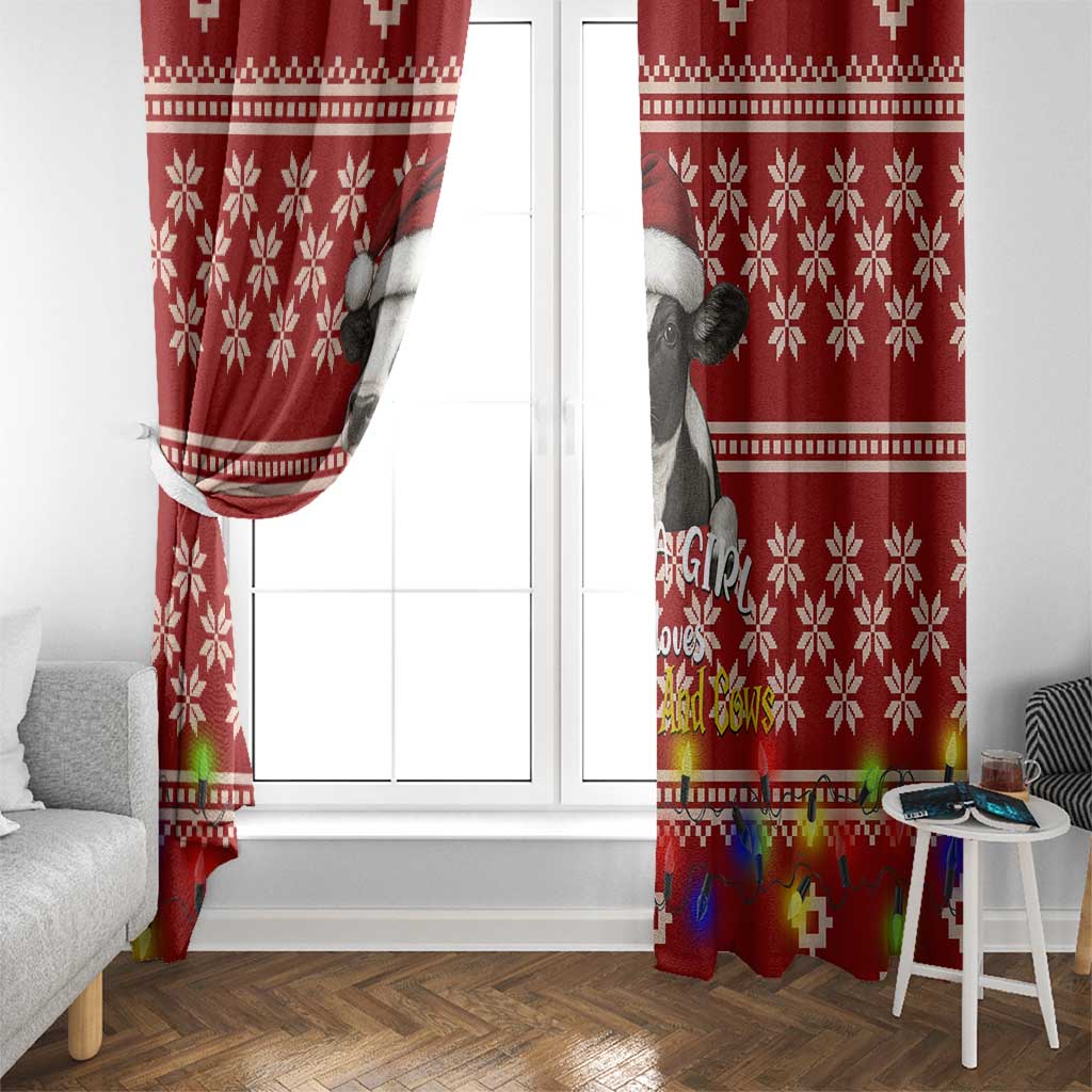 Just A Girl Who Loves Christmas And Cows Christmas Window Curtain Funny Xmas Holiday Patterns - Wonder Print Shop