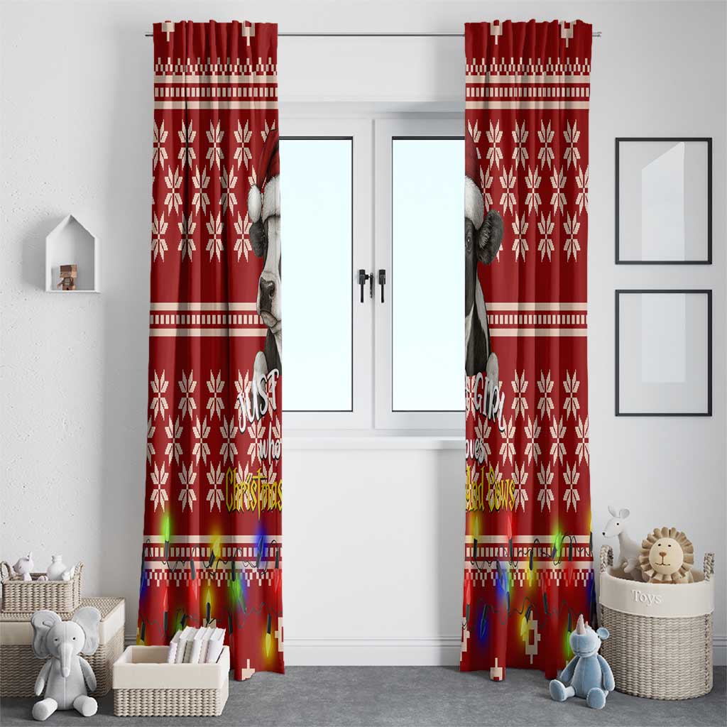 Just A Girl Who Loves Christmas And Cows Christmas Window Curtain Funny Xmas Holiday Patterns - Wonder Print Shop