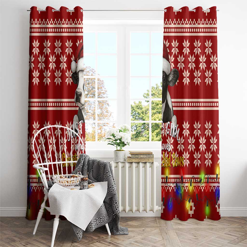 Just A Girl Who Loves Christmas And Cows Christmas Window Curtain Funny Xmas Holiday Patterns - Wonder Print Shop