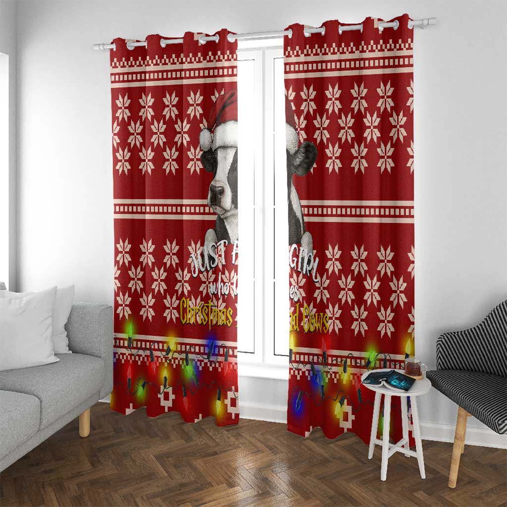 Just A Girl Who Loves Christmas And Cows Christmas Window Curtain Funny Xmas Holiday Patterns - Wonder Print Shop