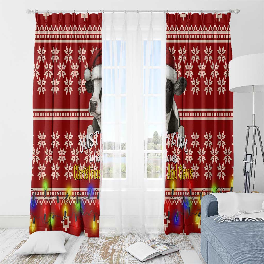 Just A Girl Who Loves Christmas And Cows Christmas Window Curtain Funny Xmas Holiday Patterns - Wonder Print Shop