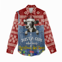 Just A Girl Who Loves Christmas And Cows Christmas Women Casual Shirt Funny Xmas Holiday Patterns - Wonder Print Shop