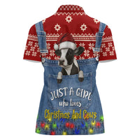 Just A Girl Who Loves Christmas And Cows Christmas Women Polo Shirt Funny Xmas Holiday Patterns - Wonder Print Shop