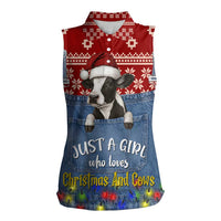 Just A Girl Who Loves Christmas And Cows Christmas Women Sleeveless Polo Shirt Funny Xmas Holiday Patterns - Wonder Print Shop