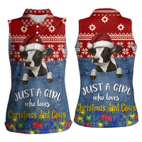 Just A Girl Who Loves Christmas And Cows Christmas Women Sleeveless Polo Shirt Funny Xmas Holiday Patterns - Wonder Print Shop